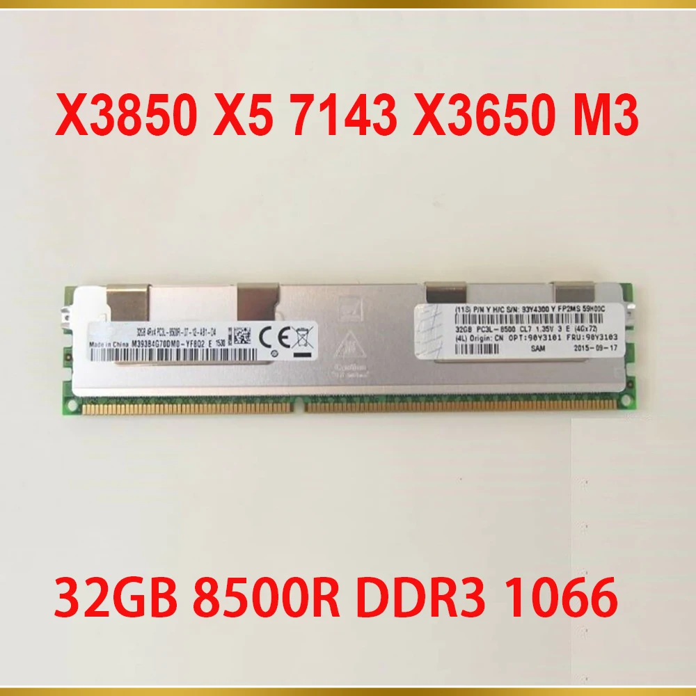 1PCS Server Memory For IBM RAM X3850 X5 7143 X3650 M3 90Y3101 90Y3103 32GB 8500R DDR3 1066 1 1PCS Server Memory For IBM RAM X3850 X5 7143 X3650 M3 90Y3101 90Y3103 32GB 8500R DDR3