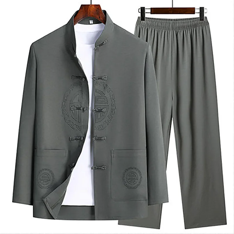 

Traditional Chinese Style Men Cotton Linen Tops Pants Hanfu Tang Suit Kung Fu Tai Chi Uniform Oriental Fashion Clothing Sets