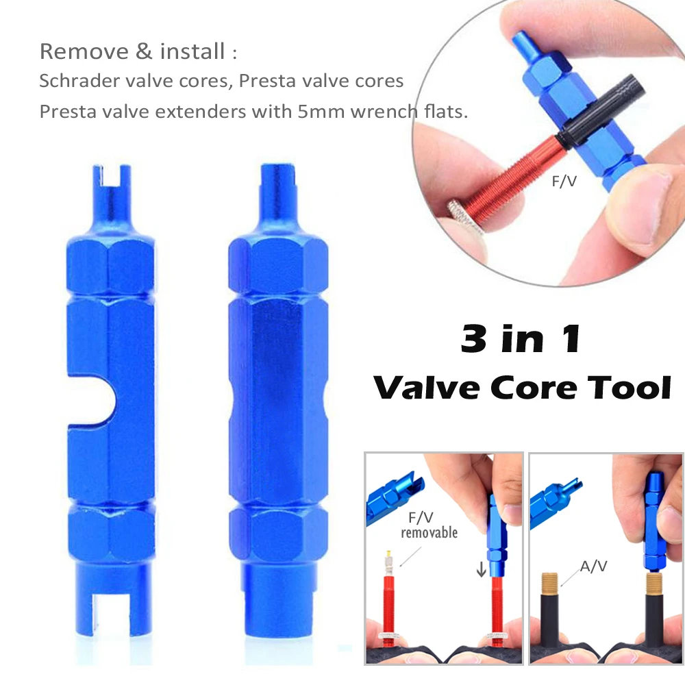 4 IN 1 valve core remover tool and aluminum bicycle presta valve cap schrader cover dustproof for MTB road bike bicycle valve cap bicycle tire valve cap bicycle valve core remover valve cap valve caps bicycle valve tool