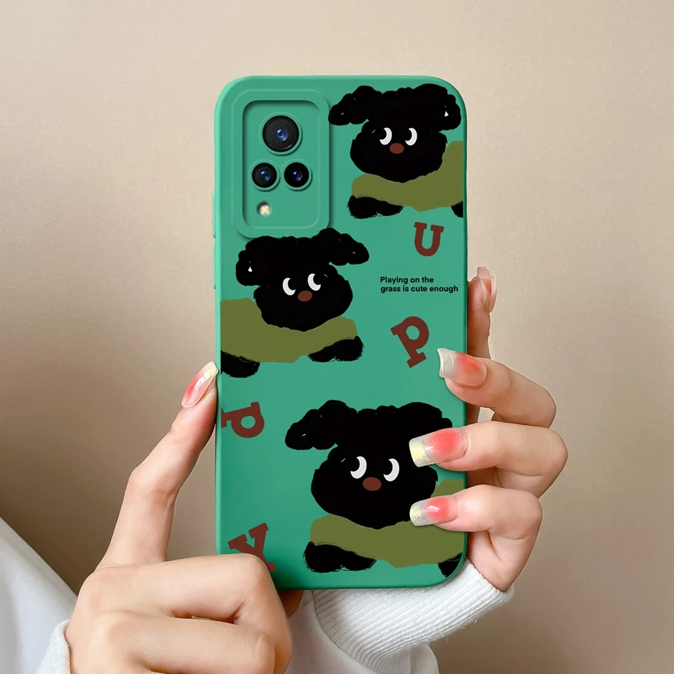 Beautiful Color Floral Pattern Liquid Silicone Phone Case with Lens Protection