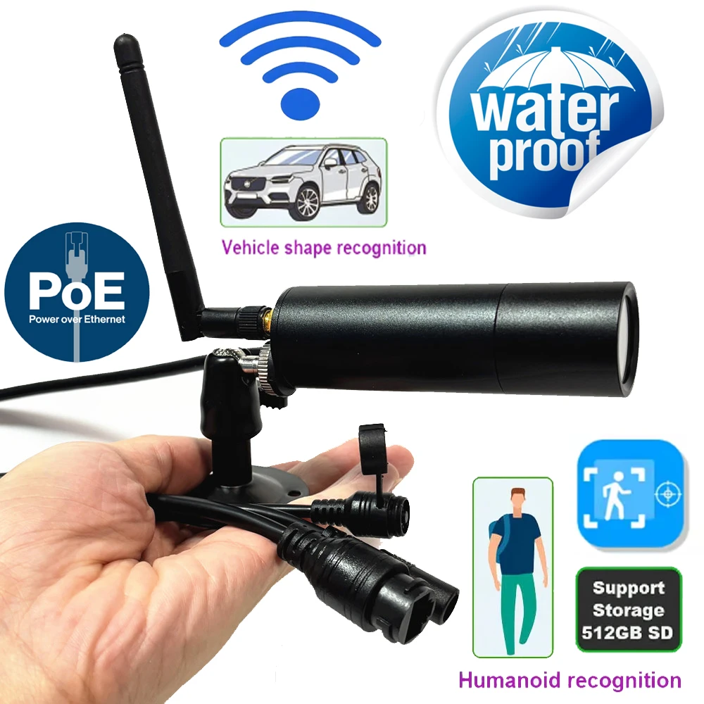 IP66 Mini Wifi Bullet IP Camera Support People Counting Face Detection&Recognition Perimeter Protection CCTV IPC Off-duty Camera
