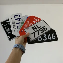 1pcs For Universal 666-8888 Car Numbers Retro Japanese License Plate Aluminum Tag Racing Car Modification Enthusiast Personality