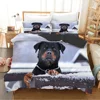 Rottweiler Duvet Cover Twin Black Rottweiler Twin Bedding Set Animal Theme for Dog Lover Polyester Double Queen King Quilt Cover 1