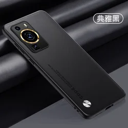 Elegant PU Leather Shockproof Case with Soft Silicone Edges and Ultra-Thin Matte Back Cover for p50 (Black)