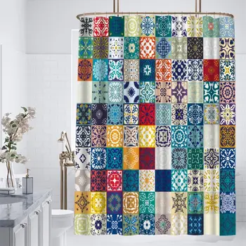 Boho Patchwork Shower Curtain 1