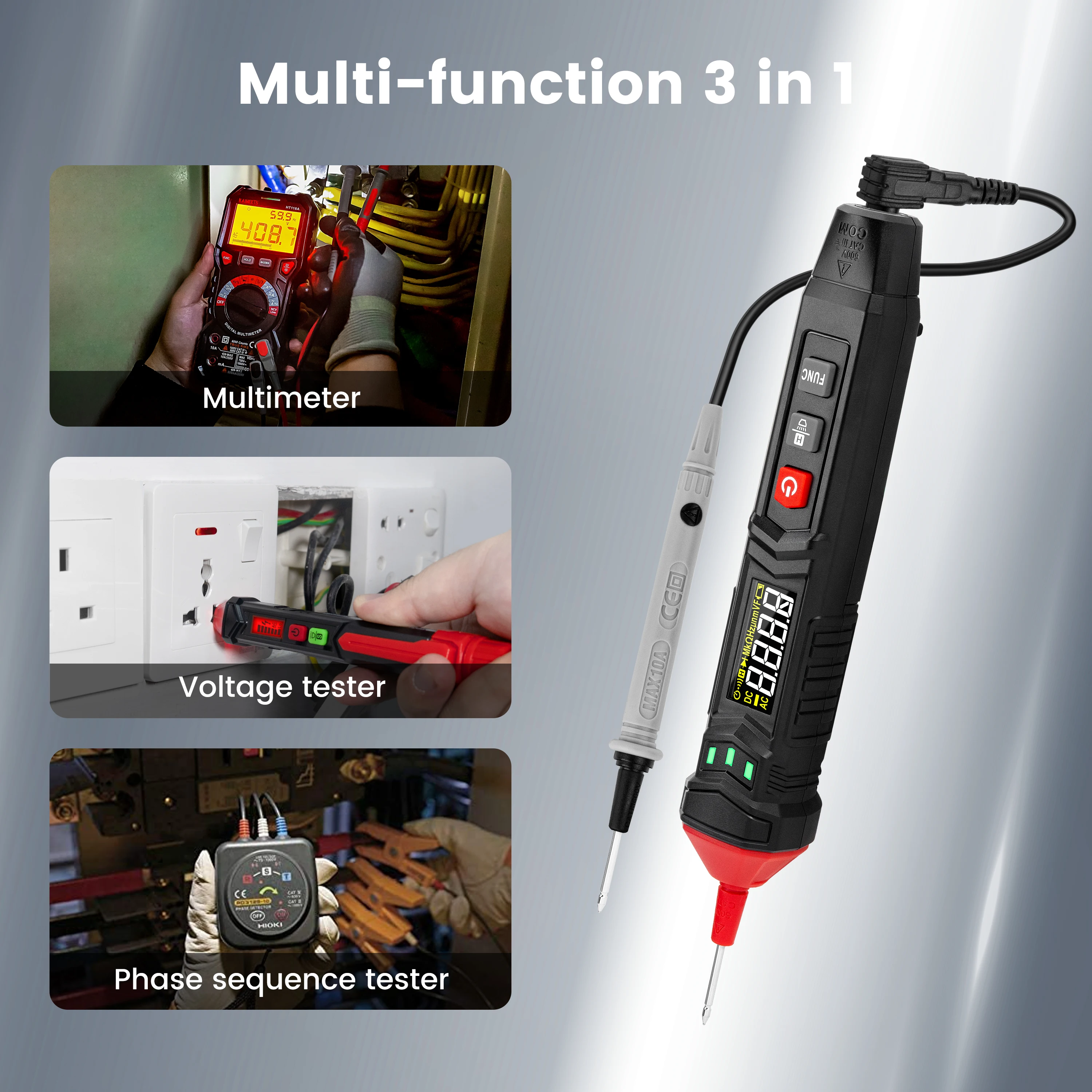 Digital multimeter multimeter tester voltage meter tester analog multimeter Smart Pen Multimeter True-RMS Digital DC AC Voltmeter Live Wire Tester Resistance Diode Capacitance Continue Hz Detector