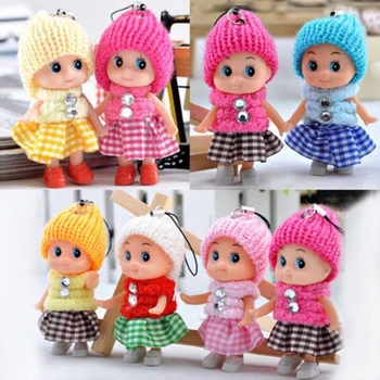 10 Pcs Kids Mini Doll Toys for Girls 8 Cm Cute Soft Plush Skirt Dolls Mobile Phone Pendant Handbag Decoration Random Color 1