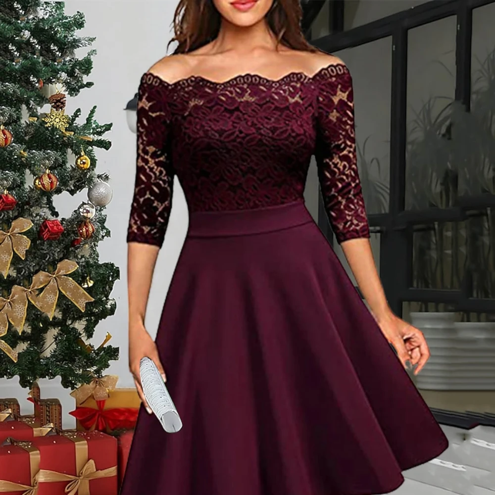 

Elegant Middle Aaged Women Gowns Lace Knee Length Dress A Line Strapless Mother Dresses Vestidos De Fiesta Elegantes 2024