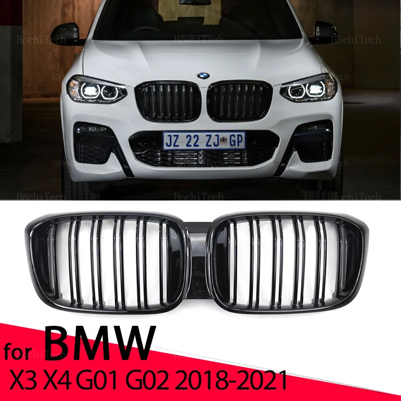 

New Look Car Grille Grill Front Kidney Glossy 2 Line Double Slat For BMW X3 G01 X4 G02 Pre-LCI 2018-2021 Car Accessories