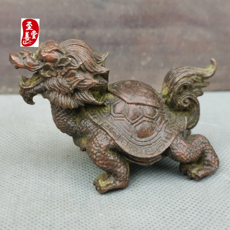 

Antique collection old baopule pure copper solid Tai Chi Bagua Dragon Turtle Copper Feng Shui hallway living room
