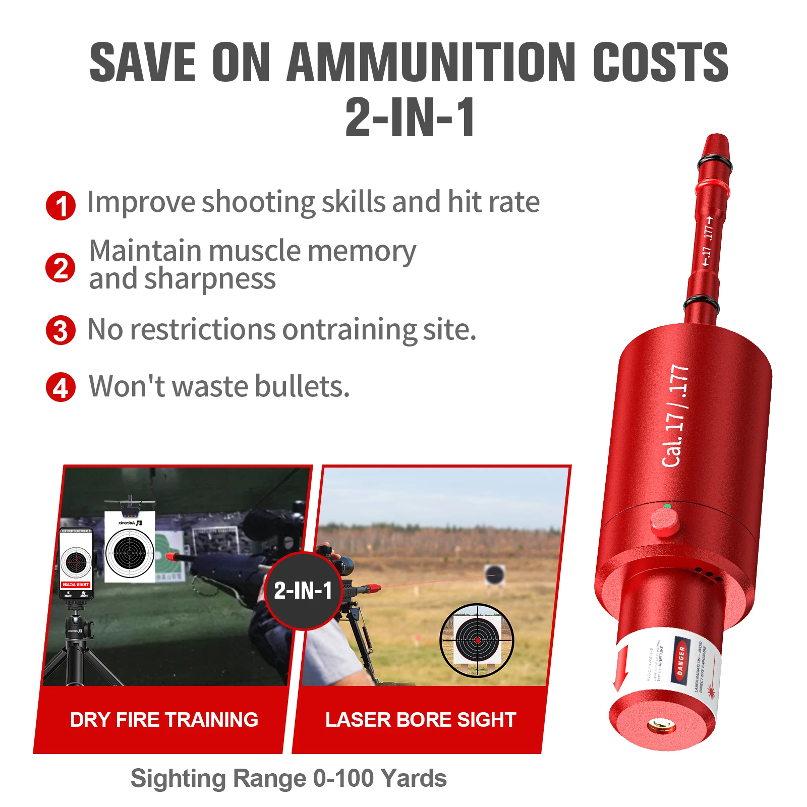 17.177 Dual purpose magnetic laser trainer dry powder laser training bullet