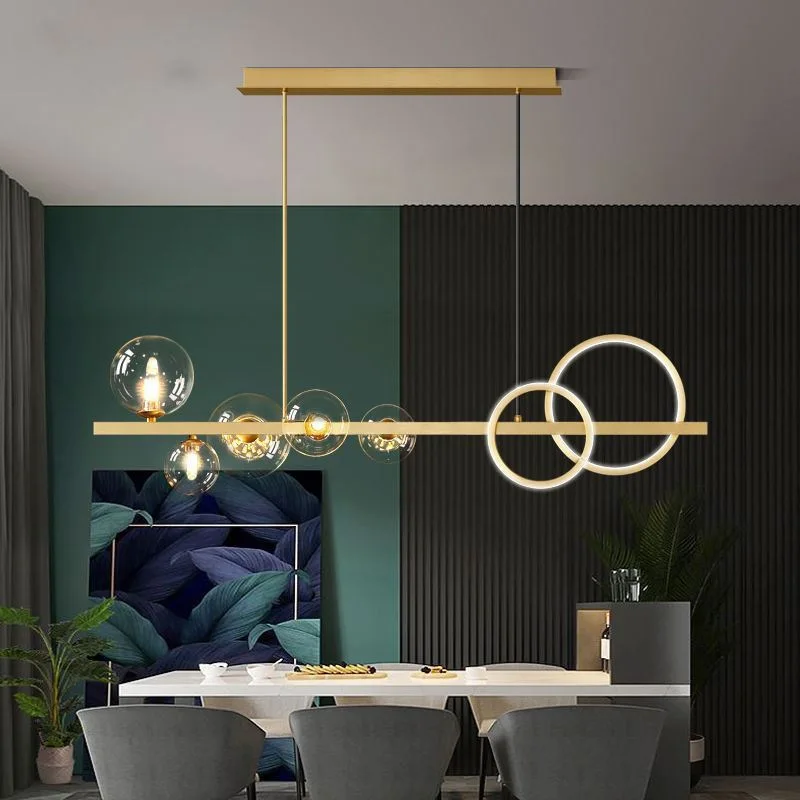 Scandinavia LED Chandelier with Glass Ball Pendant Light for Kitchen Table Dining