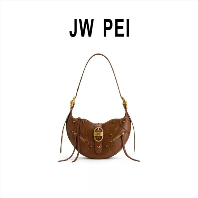 JW PEI waxed leather dumpling shoulder bag large capacity crossbody bag retro motorcycle style handbag suitable for daily travel 1