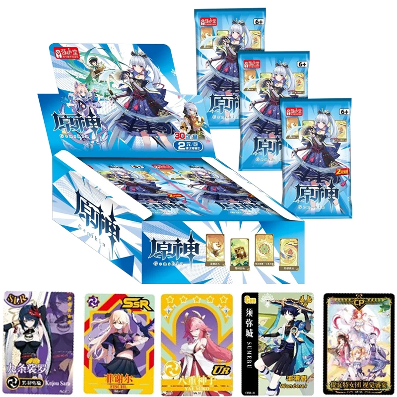 

New Genshin Impact Deluxe Edition Peripheral Card Box Game Anime Characters Rare SSR Flash Cards Collection Kids Hobby Toy Gift