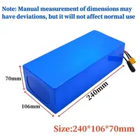 Batterie au lithium 13S5P 48V 100Ah avec BMS et chargeur 54,6V 2A, pour vélo, scooter, outil de mobilité 500W-1000W, rechargeable 18650 6
