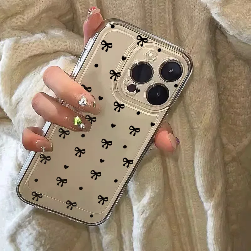 Chic Black Bowknot Minimalist Printed Phone Case Cover