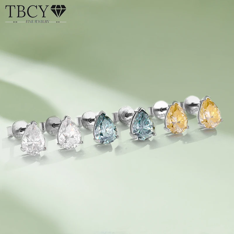 

TBCYD 6*8mm Pear Cut Moissanite Stud Earring For Women S925 Sterling Silver Waterdrop Type Diamond Ear Studs Luxury Fine Jewelry