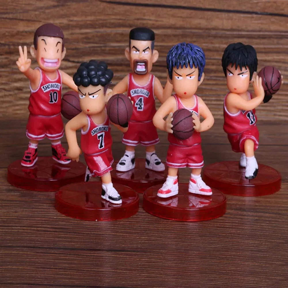 5 Pz/Lotto 8Cm Slam Dunk Office Desk Decoration Sakurag Hanamichi Red And White Team Toy Action Figure Model Gift Fans Collection