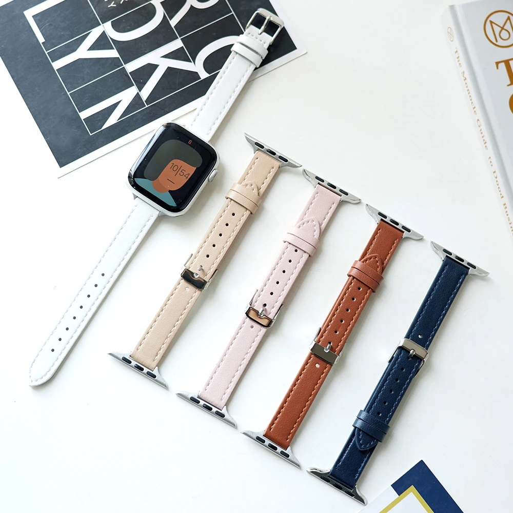 Luxury Apple Watch Band Series 5 44mm  Apple Watch Straps Women Slim  Leather - Watchbands - Aliexpress