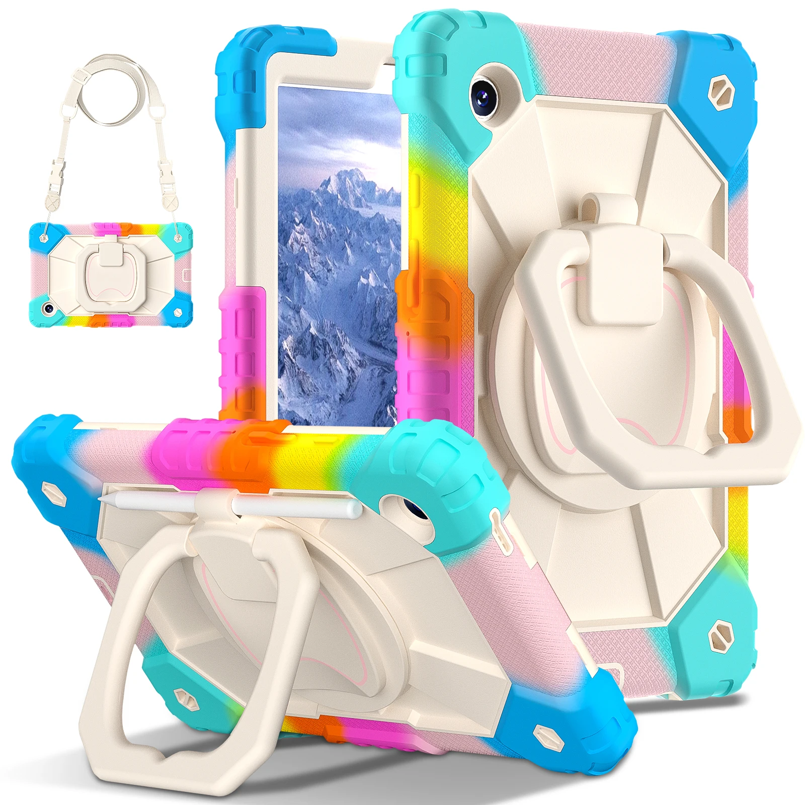 360-Degree Rotating Kids Tablet Case with Shoulder Strap