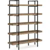Modern Office Bookcase Mixed-Material Design 5 Shelves Urban Chic Storage Home Study Room Versatile Display Furniture 2