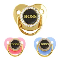 BOSS with Dust Cover Silicone BOSS Pacifier 0-36 months Newborn Baby Silicone Pacifier Photography Accessories 1