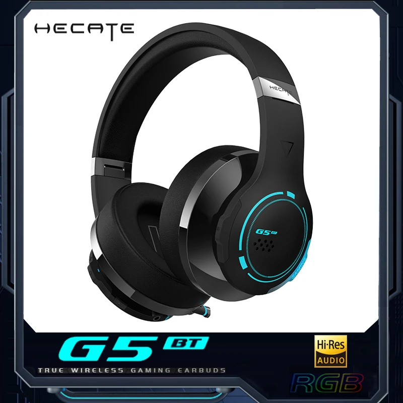 

HECATE G5BT Wireless Gaming Headset Hi-Res 40mm Driver Unit 45ms Latency 40H Playback Time Dual-Mic ENC RGB Lighting