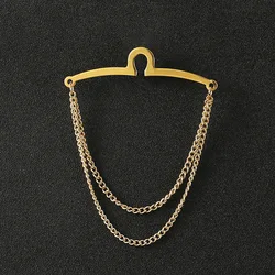 Elegant Men's Metal Brooch Pin and Necktie Chain Accessory (1 - gold)
