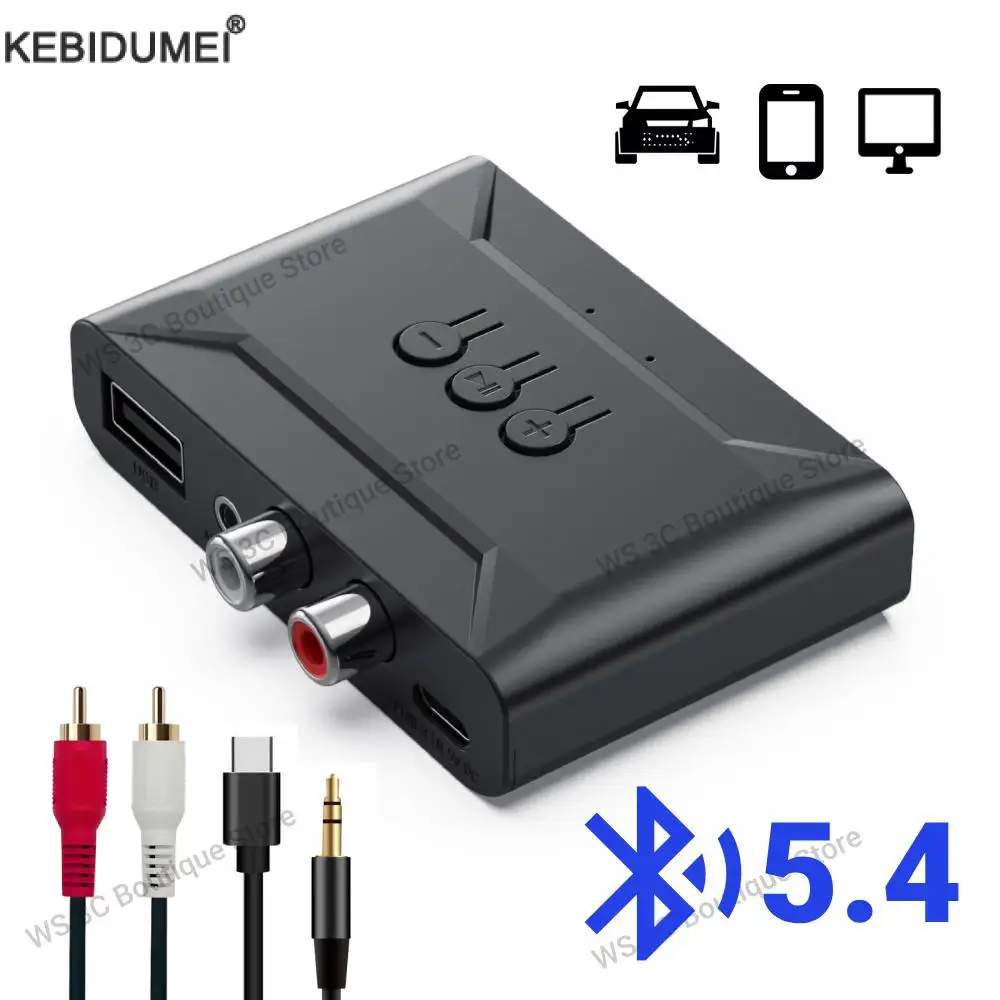 Bluetooth 5.4 Audio Receiver U Disk RCA 3.5mm AUX USB Stereo Music Wireless Audio Adapter With Mic For Car Kit Speaker Amplifier