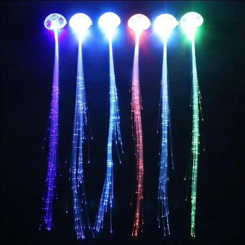 

50pcs Glow LED Light Fiber Optic Barrettes Party Favor Dance Hairpin Clip Flash Braid Birthday Gift Christmas Navidad New Year