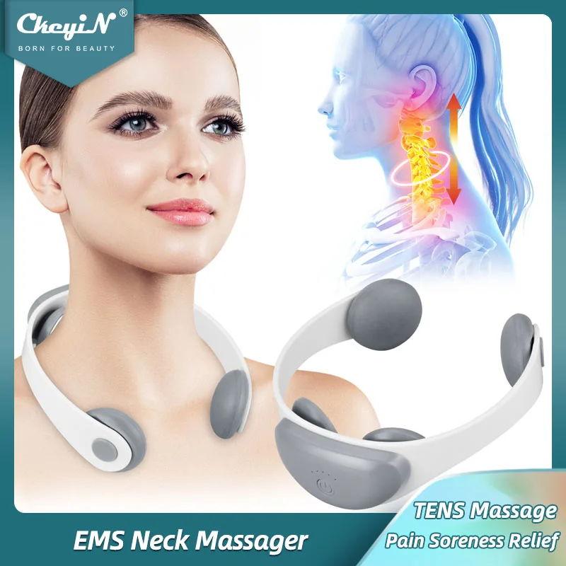 CkeyiN Electric Neck Massager Cordless TENS Low Pulse Cervical Spine
