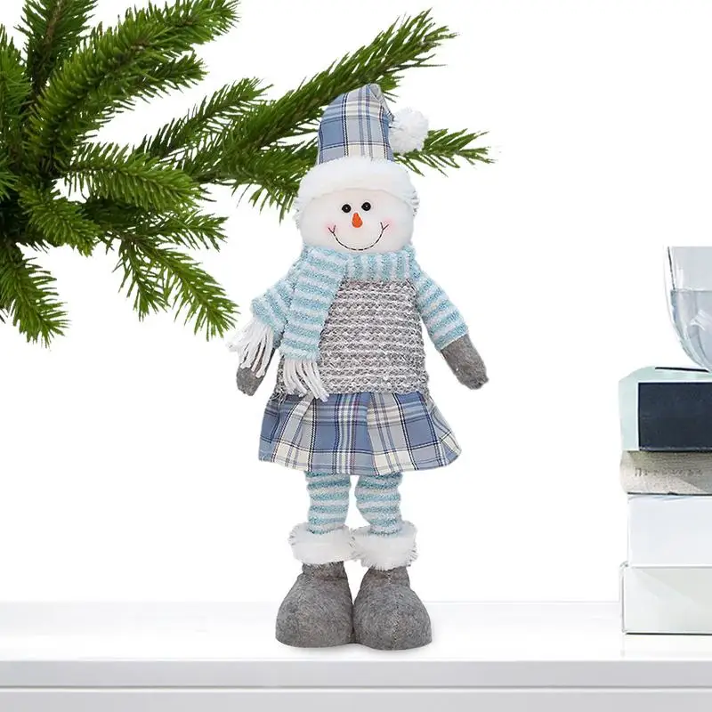 

Кукла Санта-Клаус, синяя клетчатая искусственная кожа, набивная Рождественская плюшевая кукла, украшения ручной работы, выдвижной длинный искусственный Декор