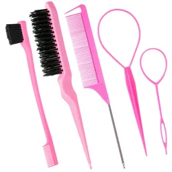DIY Hair Styling Tools Set: Ultimate Hair Brush and Braiding Kit (Pink )