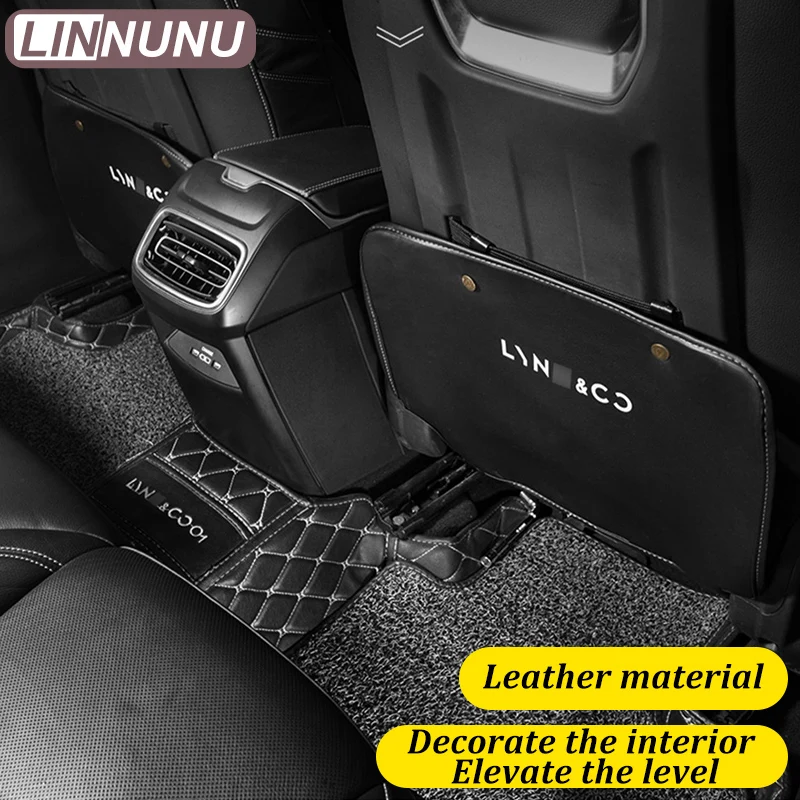 LINNUNU Car Anti-Kick Mats Auto Seat Back Protector Cover AntiKick Pad Half-Size Leather Anti-dirt Pad Fit for Lynk&Co 01 Lingke