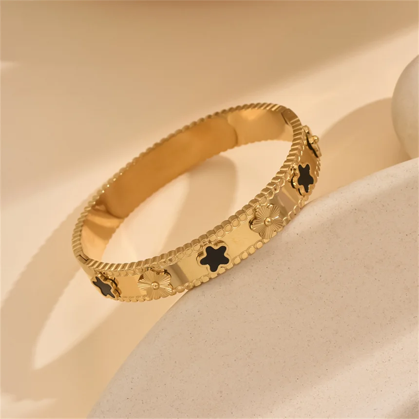 316L Stainless Steel Retro 3 Colors Natural Seashells Flowers Bracelets Ladies Fashion Trend High Jewelry Accessories Party Gift 6