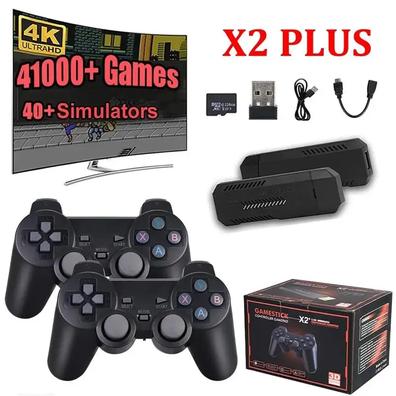 

X2 Plus 256G 50000 Games GD10 Pro 4K Game Stick 3D HD Retro Video Game Console Wireless Controller TV 50 Emulator For PS1/N64/DC