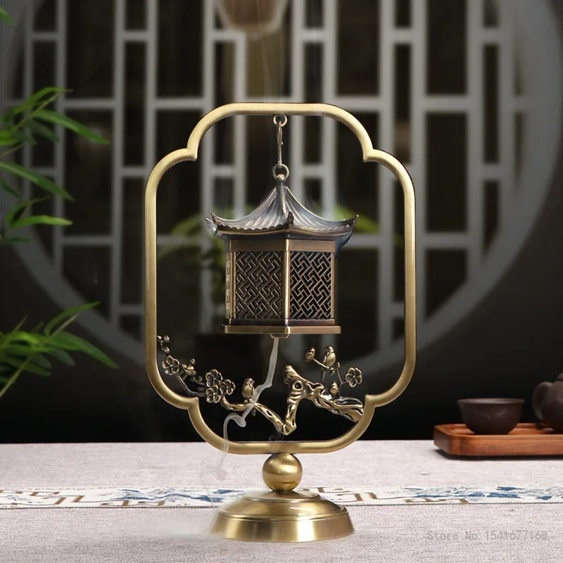 Chinese Style Singing Birds and Fragrant Flowers shaped Incense Burner, Home Indoor Study Decoration, Incense Hanging Stove, 1Pc