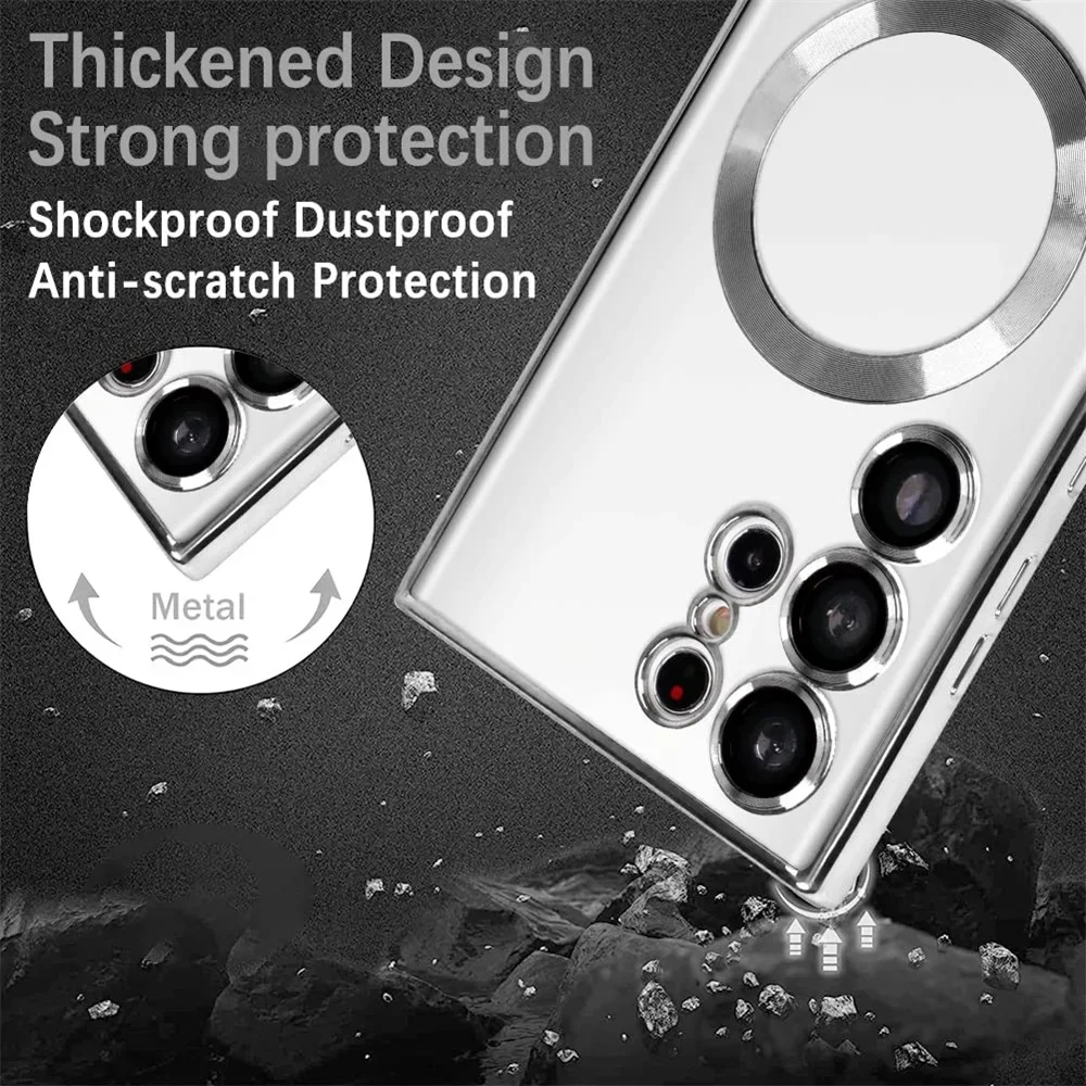 Luxury Transparent Plating Phone Case with MagSafe Magnetic Protection