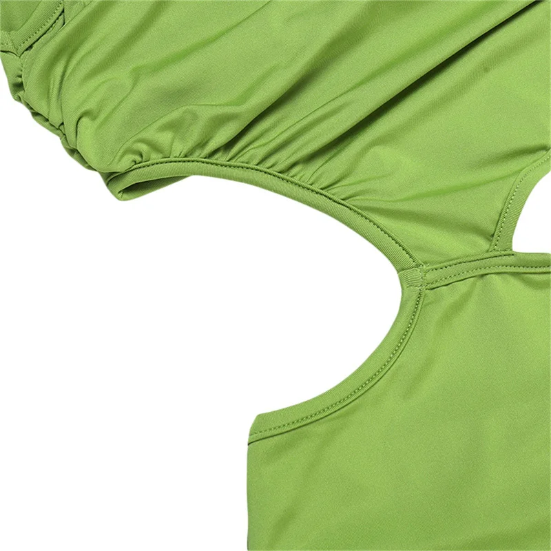 Slit Dress y2k Clothes Women Sexy Hollow Out Spaghetti Strap Sleeveless Midi Dress with Drawstring Beach Party Dresses