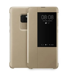 Ultra Thin Smart View Window Flip Case - Anti - Scratch Cover for Huawei Mate 20 X (Gold)