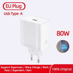 100W SuperVOOC Travel Charger Adapter with USB Type A - High - Speed Charging Power Adapter - 80w EU charger (Only charger)