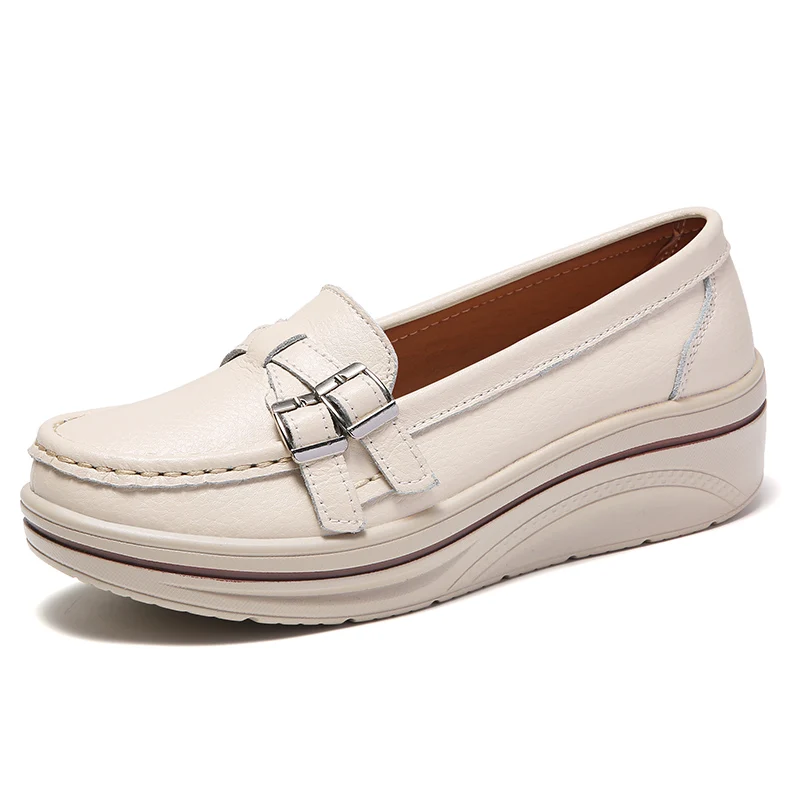 Women Shoes Women Flats Casual Shoes Spring Autumn Women Flats Platform Loafers Leather Comfort Wedge Moccasins Orthopedic Slip On