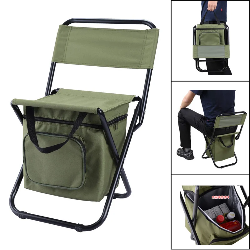 

Portable Outdoor Folding Pack Chair with Storage Pack with Backrest Insulation Feature Casual Camping Fishing Chair Storage Box