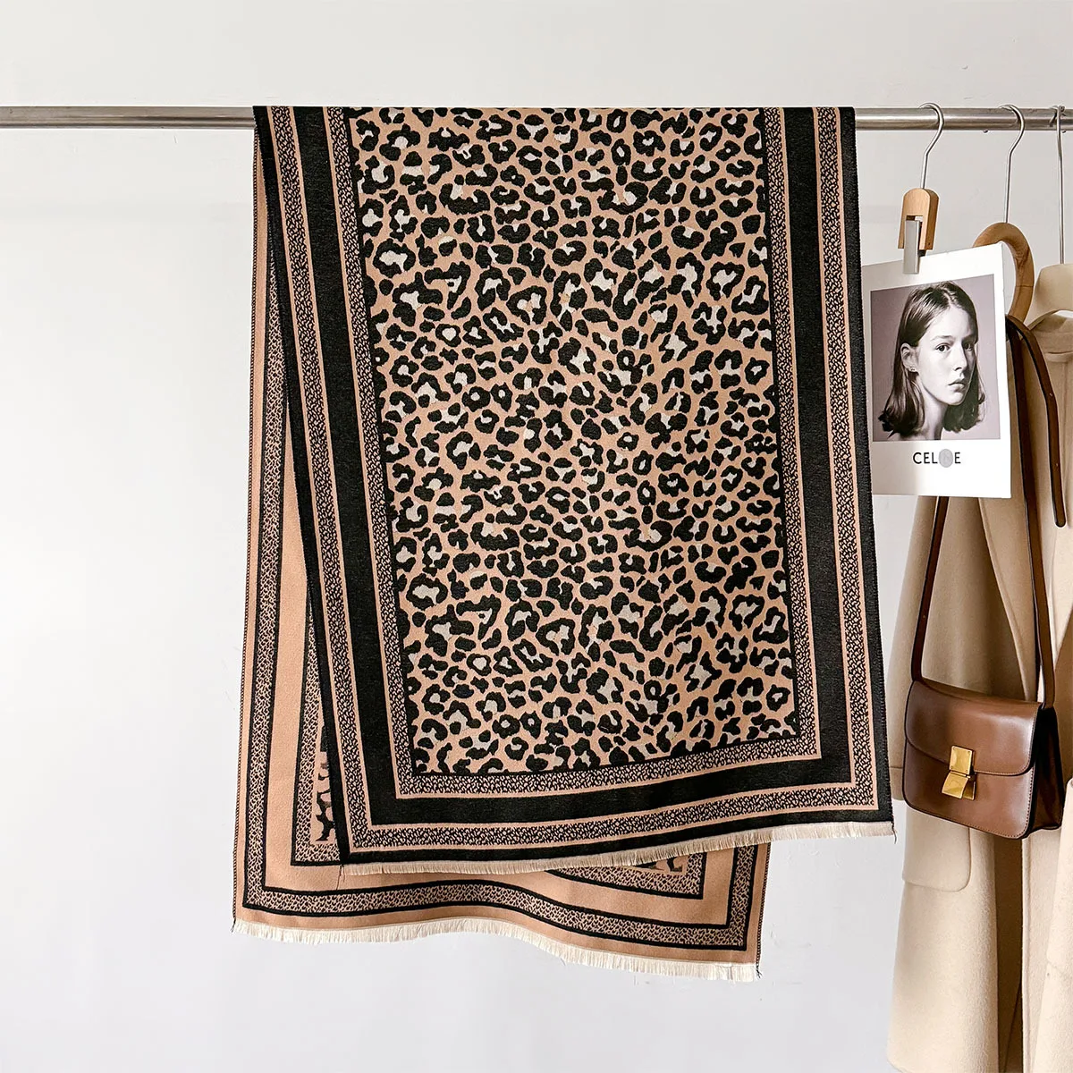 Winter Sexy Leopard Dot Kaschmir Schal Dame Weiche Pashmina Schals Warme Decke Wraps Weiblich Foulards Bandana Dicken Hijab 190*70 cm – Detail 4