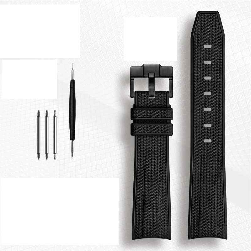 Durable Rubber Waterproof Sports Watch Strap with Curved End - 20mm