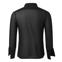 Vêtements pour hommes maille voir à travers maille Sexy chemise à manches longues couleur unie boutonné Vintage Streetwear rétro hauts de fête S-3XL 4
