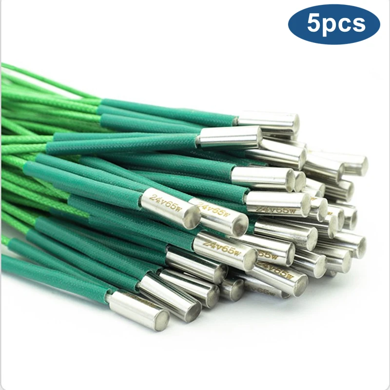 

5pcs 3D Printer Heater Cartridge 24V 65/50W φ6mm×15mm Heating Tube Rod For Voron 0.1/1.8/2.4 Series With 15cm Green Cable