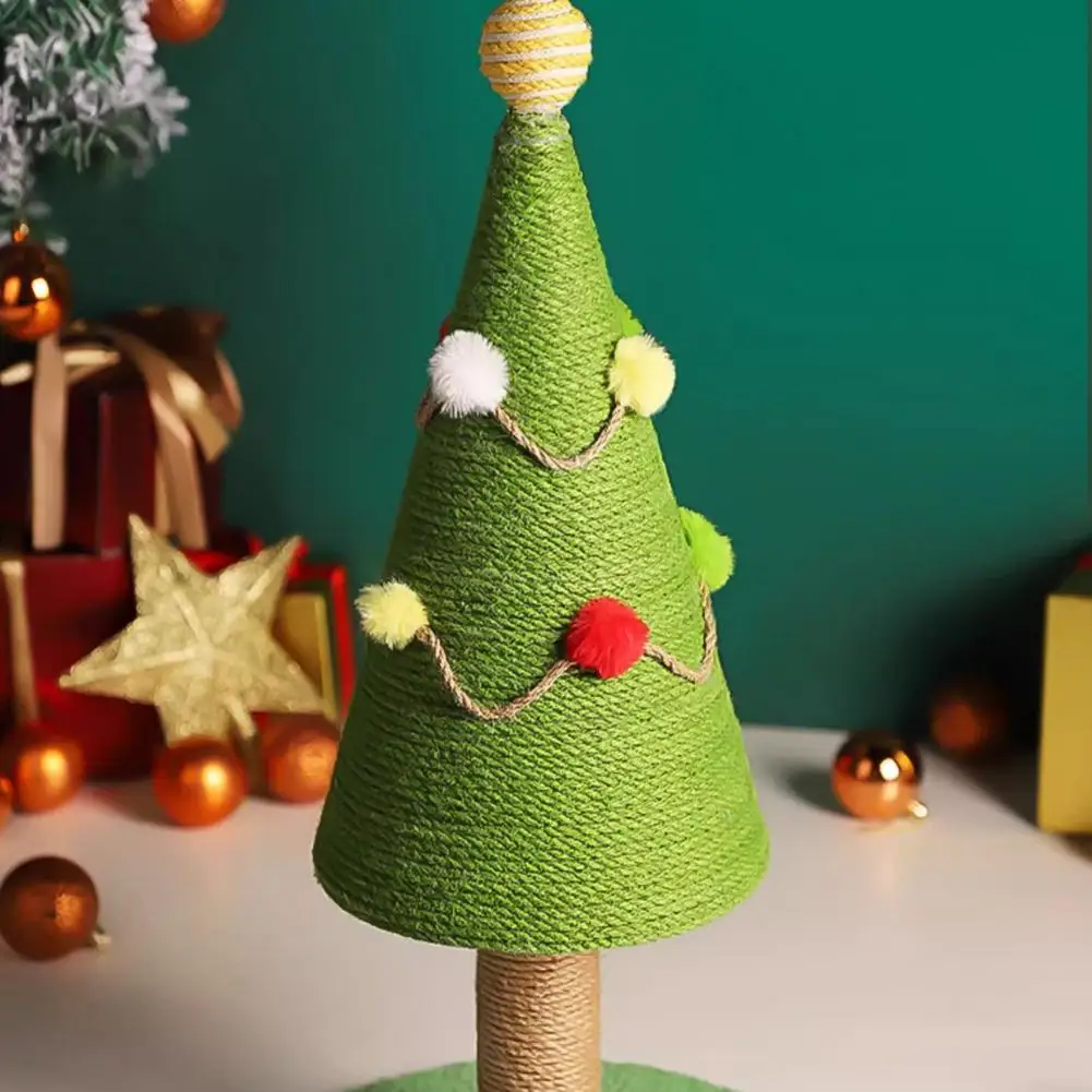 

Cat Scratching Post for Home Decoration Christmas Tree Design Cat Scratcher Durable Plush Ball Toy for Cats for Christmas