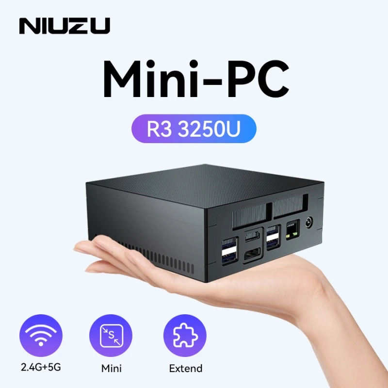 NIUZU Mini PC AMD Ryzen 3 3250U Mini PC Office Computer DDR4 2 Cores 4 Threads WiFi 5.0 16G512GB Desktop Gaming Computer мини пк