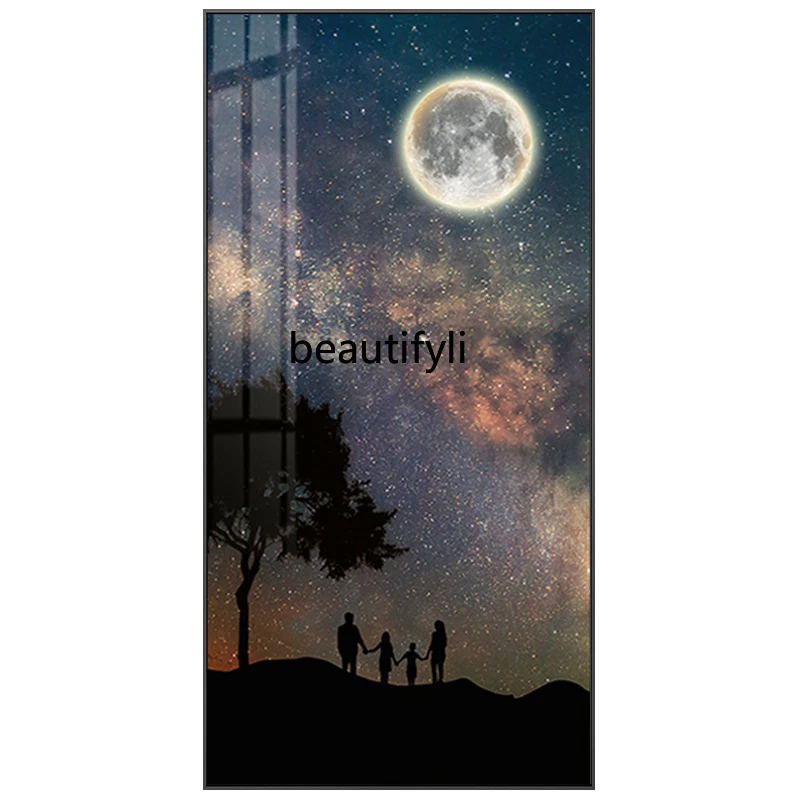

HJ Decorative Painting Living Room Aisle Vertical Prints Corridor Starry Sky Mural Hanging Painting